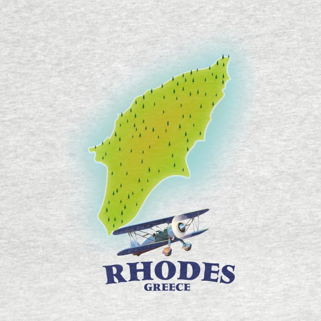 Rhodes, Greece island map by nickemporium1